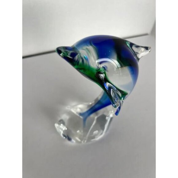 1970s Mouth-Blown Murano Style Dolphin Glass Paperweight - Picture 3 of 9